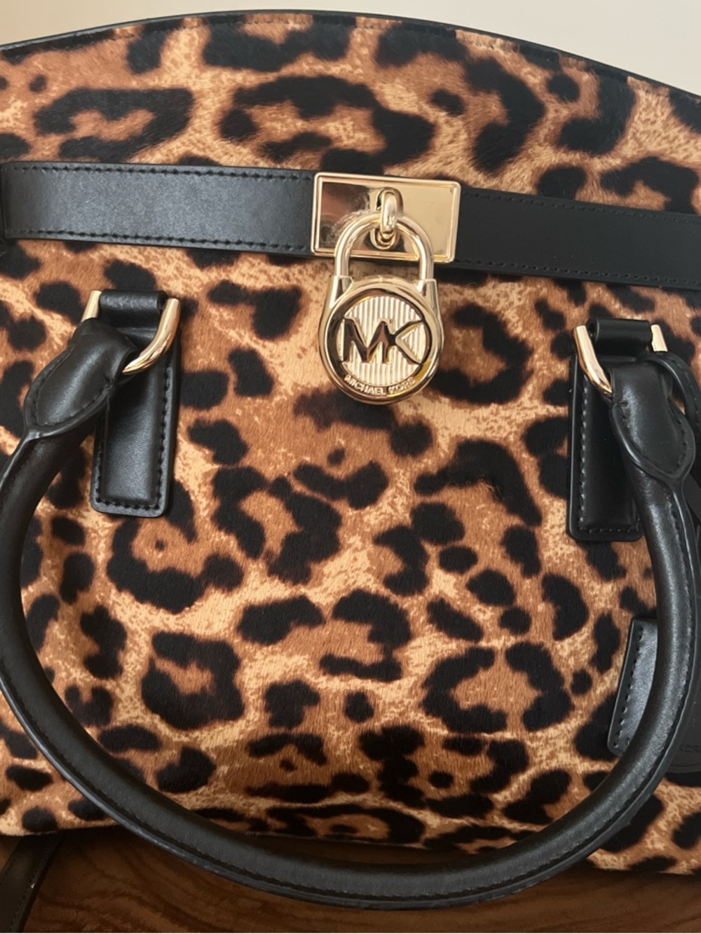 Michael Kors Leopard-Print Satchel with Black Trim - Picture 3 of 8